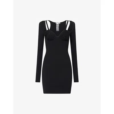 Nensi Dojaka Womens Contour Long-sleeves Knitted Mini Dress Black