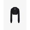 Nensi Dojaka Womens Black Crop Ribbed Open Wool-knit Cardigan In Black