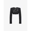 Nensi Dojaka Womens Black Cropped Wool-blend Blazer In Black