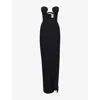 Nensi Dojaka Womens Black Padded-bra Strapless Woven Maxi Dress