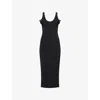 Nensi Dojaka Womens Black Petal-appliqué Sleeveless Stretch-woven Midi Dress