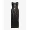 Nensi Dojaka Womens Black Strapless Corset Leather Midi Dress In Black