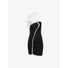 Nensi Dojaka Nora Mini Dress With Tulle Floral Accent In Black / White