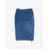 Nensi Dojaka Blue Livia Asymmetric Zip Denim Midi Skirt In Blue Wash