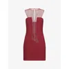 Nensi Dojaka Womens Burgundy Sleeveless Mesh-panels Stretch-woven Mini Dress In Red