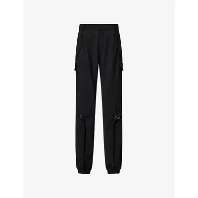 Nensi Dojaka Womens Black Cargo Elasticated-cuffs Stretch-woven Trousers