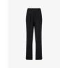 Nensi Dojaka Womens Black Mesh-panel Straight-leg Stretch-woven Trousers In Black