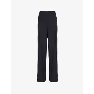 Nensi Dojaka Womens Black Tailored Split Straight-leg Stretch-woven Trousers