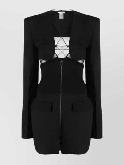 Nensi Dojaka Wool Blend Cut-out Dress In Black