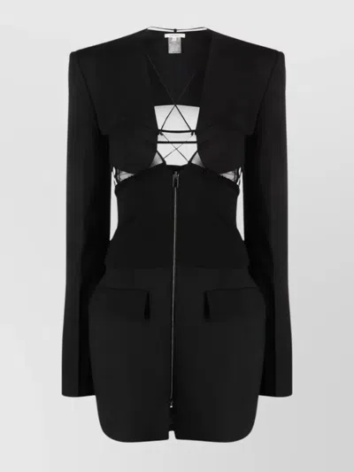 Nensi Dojaka Wool Blend Cut-out Dress In Black