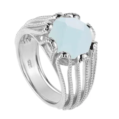 Neola Design Women's Alessia Silver Cocktail Ring Aqua Chalcedony