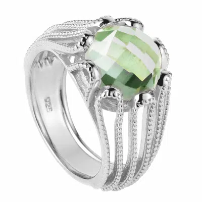 Neola Design Women's Alessia Silver Cocktail Ring With Green Amethyst