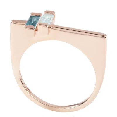 Neola Design Women's Anais Rose Gold Stacking Ring With Blue & London Topaz In Pink