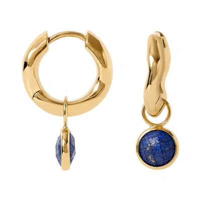 Neola Design Women's Gold Hoop Lapis Lazuli Gemstone