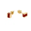 Neola Design Women's Gold Red Onyx Cubo Studs In Gold
