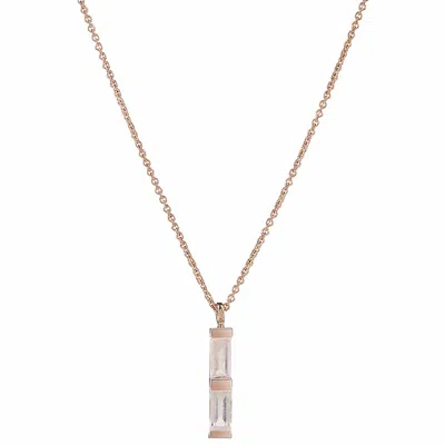 Neola Design Women's Rose Gold Necklace Moonstone And Rose Quartz Anais