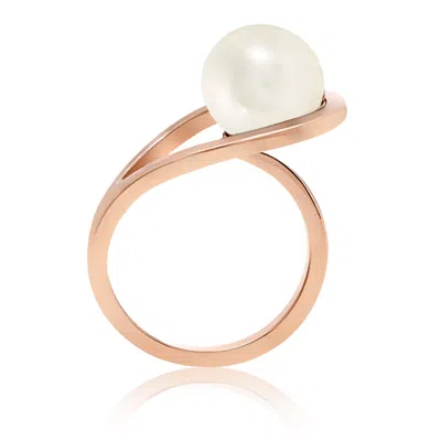 Neola Design Women's Rose Gold Ring With White Freshwater Pearl Aurea In Gray