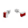 Neola Design Women's Silver Red Onyx Cubo Studs In Silver