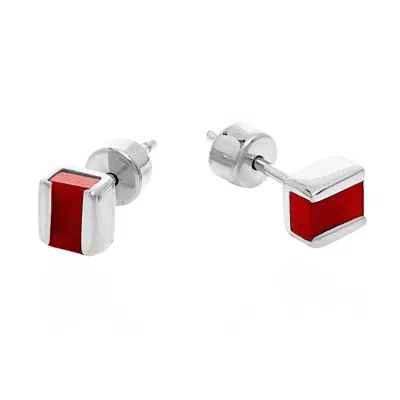 Neola Design Women's Silver Red Onyx Cubo Studs