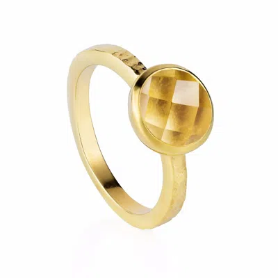 Neola Design Women's Yellow / Orange Gold Stacking Ring With Citrine Estella In Burgundy