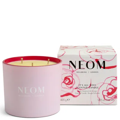 Neom It's All Rosy 3 Wick Candle 420g In Pink
