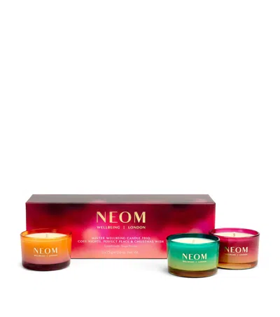 Neom Winter Wellbeing Candle Trio Gift Set In Multi