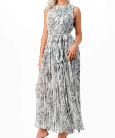 Neon Blush Mix Pleats Maxi Dress In Beau Blue In Multi