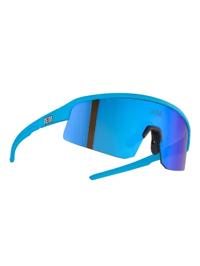 Neon Reflective Shield Sunglasses In Blue