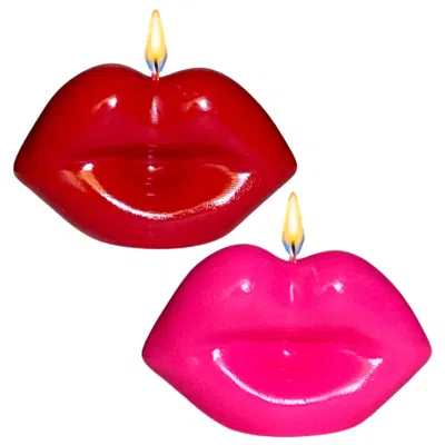 Neos Candlestudio Kiss Me Lips - Red & Neon Pink In Multi