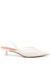 Neous Irena Satin And Lace-trimmed Mesh Slingback Pumps In White