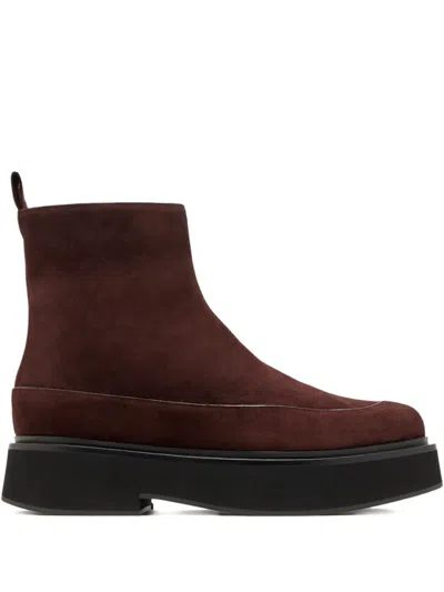 Neous 50mm Buna Platform Zip Ankle Boots In Brown