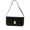 Neous Clasp-fastening Suede Shoulder Bag In Black