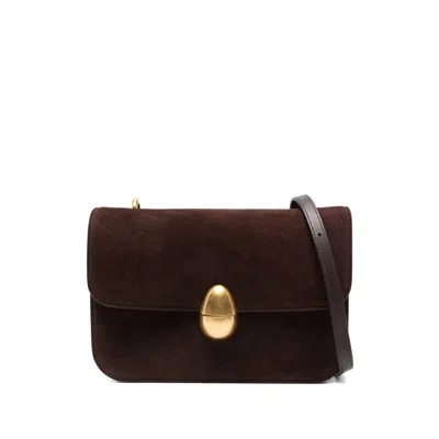 Neous Suede Clasp-fastening Shoulder Bag In Brown