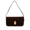 Neous Womens Dark Chocolate Phoenix Baguette Detachable-strap Suede Shoulder Bag In Brown