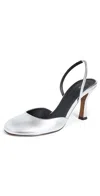 Neous Slingback Leather Sandals In Silver