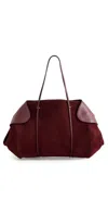 Neous Berenices Suede Leather Shoulder Bag Burgundy In Burgundy