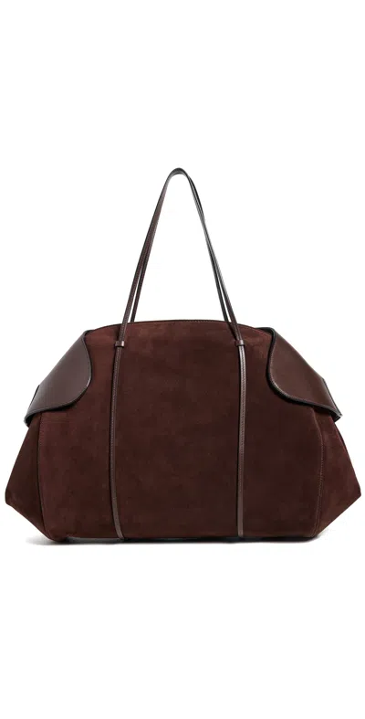Neous Berenices Suede Tote Bag In Burgundy