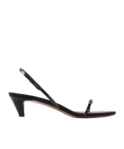 Neous Diwo Bow-embellished Patent-leather Slingback Sandals In Black