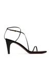 Neous Solid Color Leather Sandals In Black