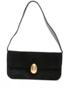 Neous Clasp-fastening Suede Shoulder Bag In Black