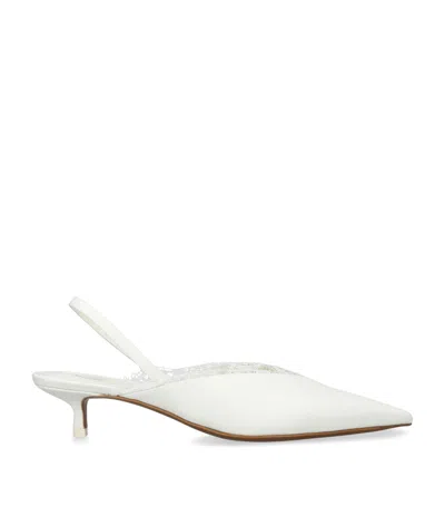Neous Crepe Lace-trim Irena Slingback Pumps 40 In White