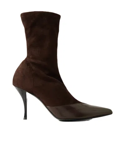 Neous Vega Paneled Leather-trimmed Suede Ankle Boots In Brown
