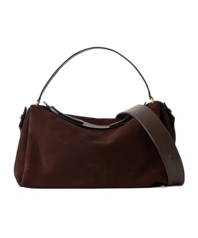 Neous Darkbrown Suede Largecapacity Shoulder Bag In Brown
