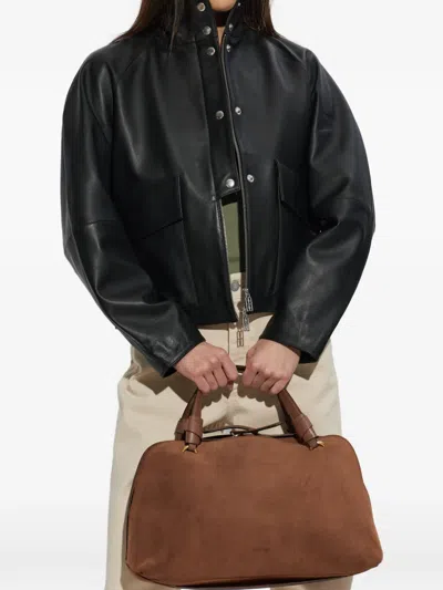 Neous Handle Suede Tote Bag In Brown