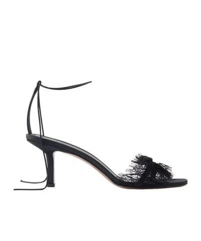 Neous Belel Lace-trimmed Twill Sandals In Black
