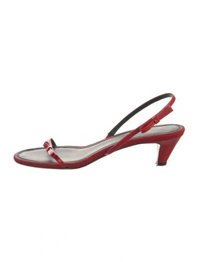 Pre-owned Neous Leather Bow Accents Slingback Sandals In Red