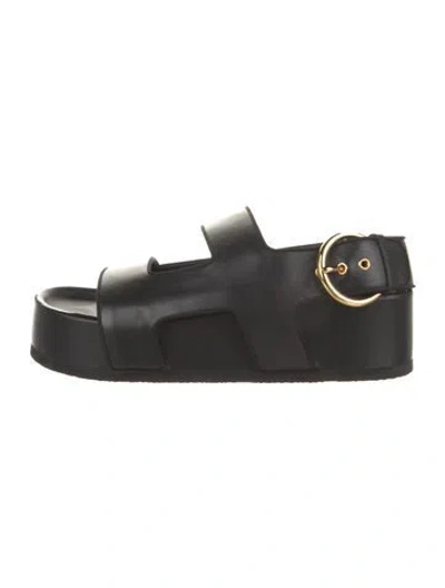 Pre-owned Neous Leather Grosgrain Trim Sandals In Blue
