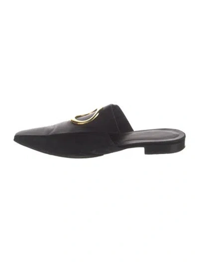 Pre-owned Neous Leather Mules In Black