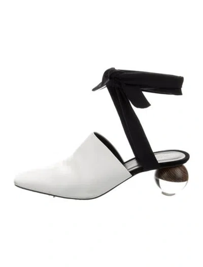 Pre-owned Neous Leather Mules In Black/white