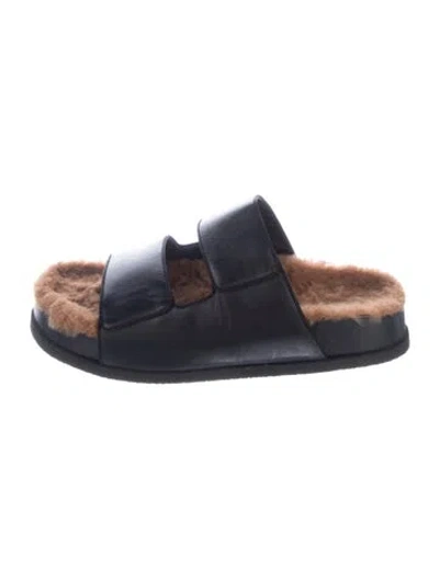 Pre-owned Neous Leather Slides In Blue